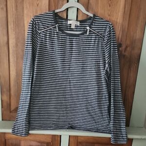 Michael Kors Dark Gray & Light Gray Striped Blouse